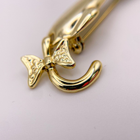 Vintage Shinny Gold Tone Cat with Dangling Tail Pin/Brooch - Picture 4 of 7